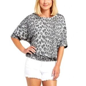 Peyton Jensen Blakely Animal Print Top Womens Sz S Small Dolman Baggy Boxy Soft